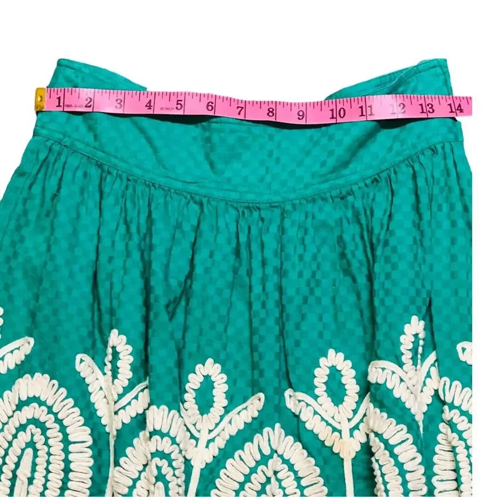 Green Embroidered Mini Skirt Bohemian Festival‎ Party Summer Medium